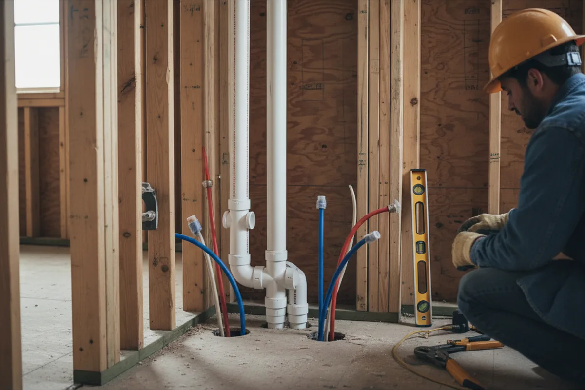 Drain and supply rough-in during Toilet Repair and Installation in Brusly